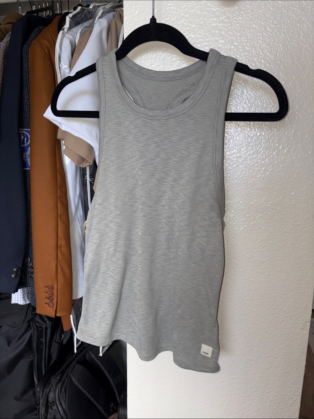 Vuori Ribbed Tank Top in Light Gray